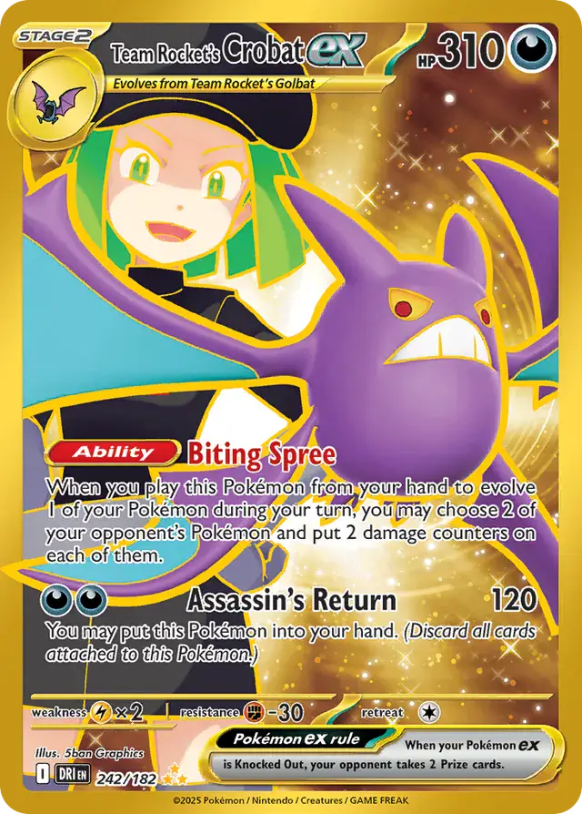 Destined Rivals - 242/182 - Team Rocket's Crobat ex (złota)