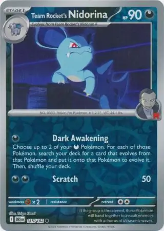 Destined Rivals - 115/182 - Team Rocket's Nidorina (Reverse Holo)