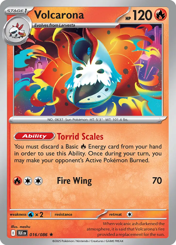BLK - Black Bolt - 016/086 - Volcarona (Holo)