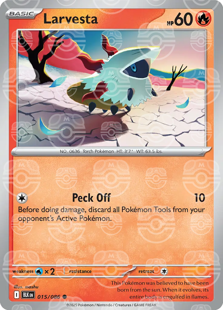 BLK - Black Bolt - 015/086 - Larvesta (Master Ball Holo)