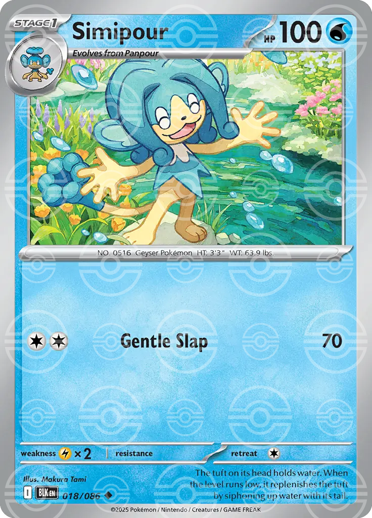 BLK - Black Bolt - 018/086 - Simipour (Poké Ball Holo)