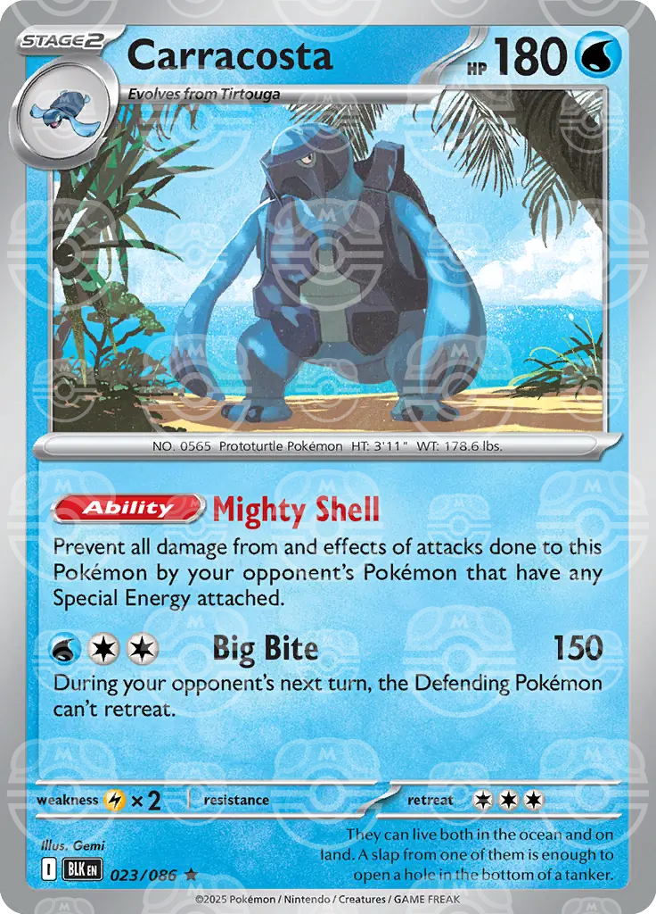 BLK - Black Bolt - 023/086 - Carracosta (Master Ball Holo)