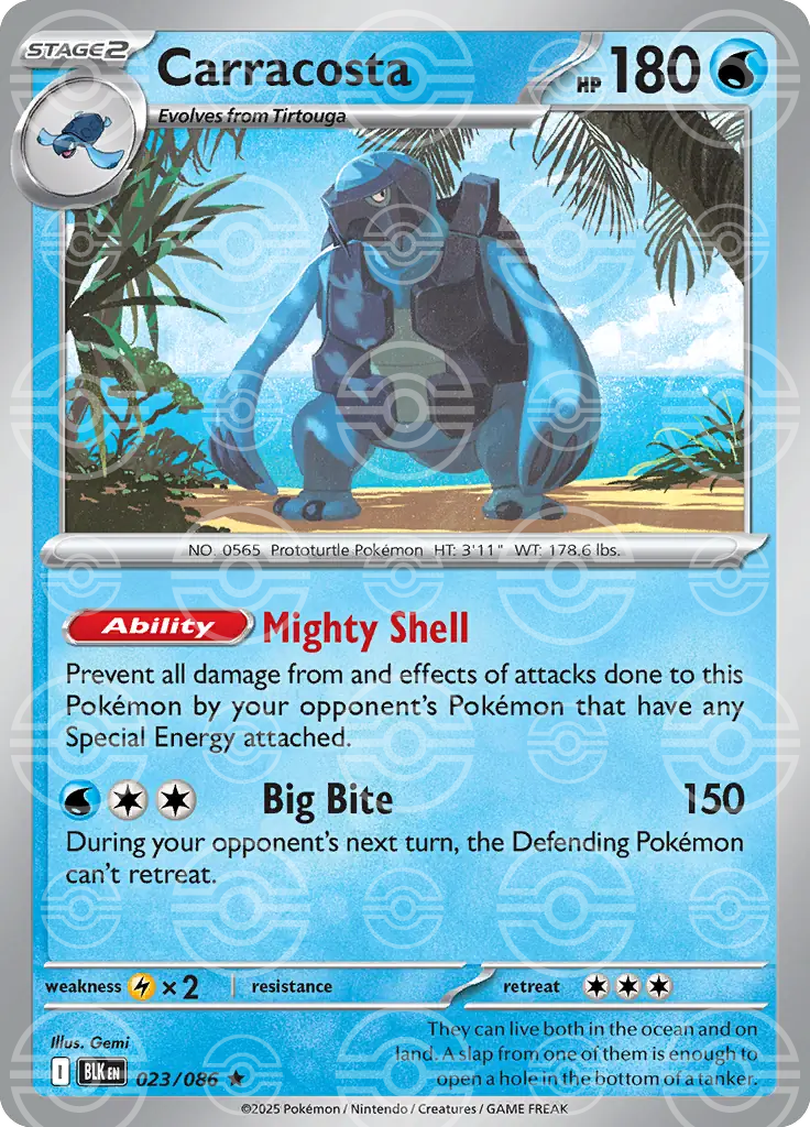 BLK - Black Bolt - 023/086 - Carracosta (Poké Ball Holo)