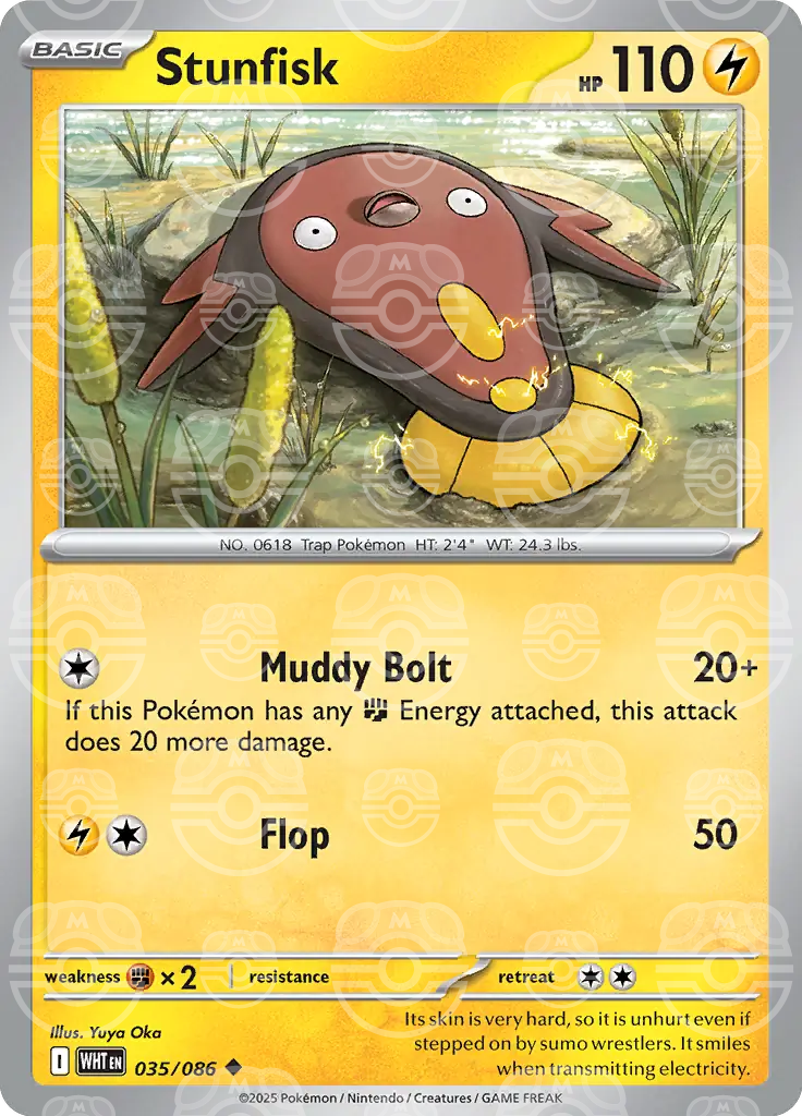 WHT - White Flare - 035/086 - Stunfisk (Master Ball Holo)