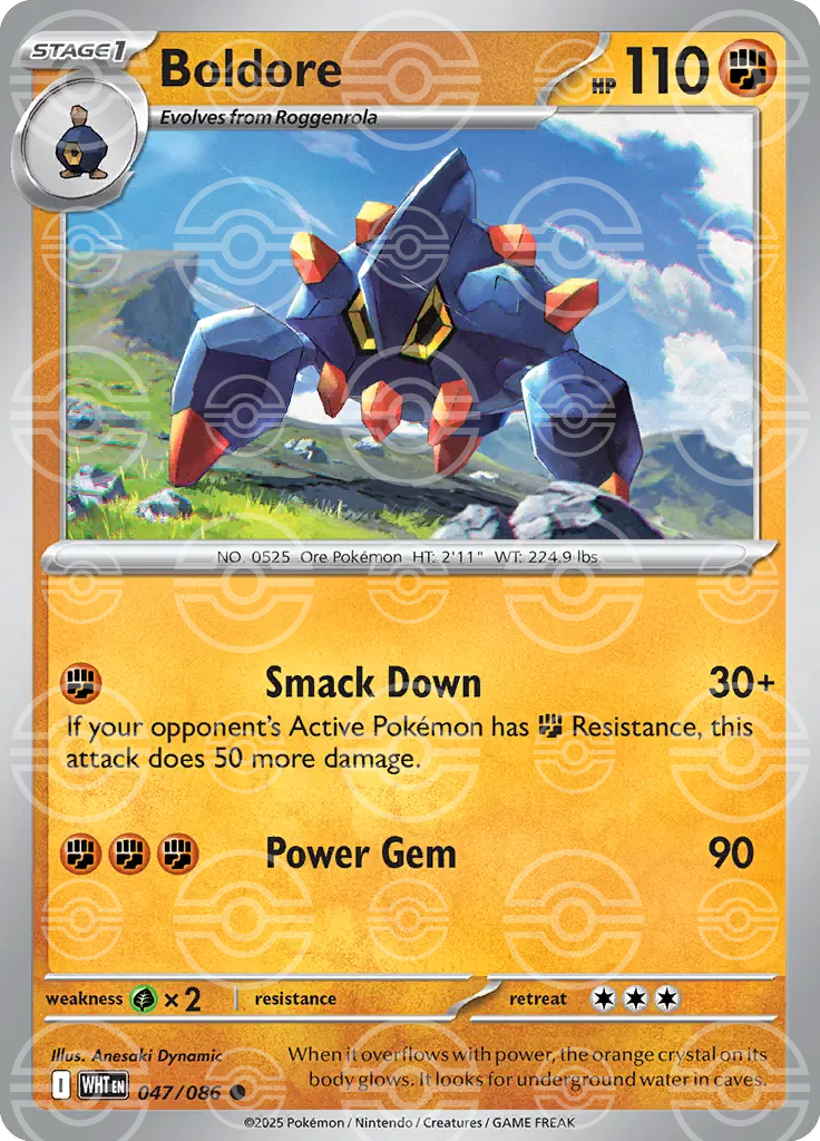 WHT - White Flare - 047/086 - Boldore (Poké Ball Holo)