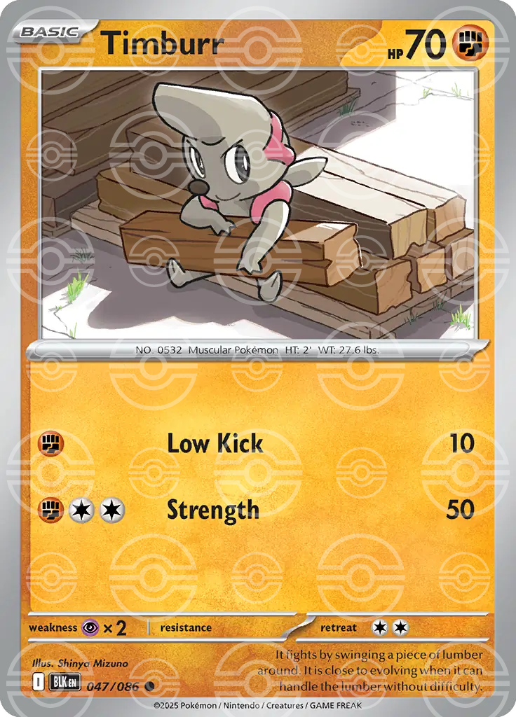 BLK - Black Bolt - 047/086 - Timburr (Poké Ball Holo)