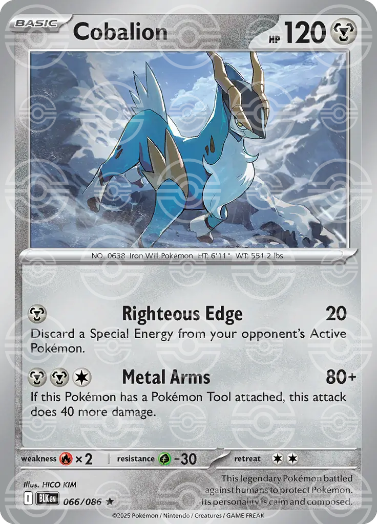 BLK - Black Bolt - 066/086 - Cobalion (Poké Ball Holo)