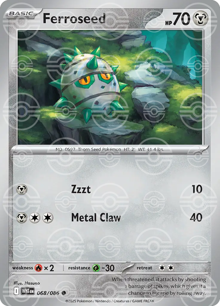 WHT - White Flare - 068/086 - Ferroseed (Poké Ball Holo)