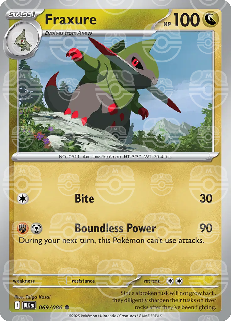 BLK - Black Bolt - 069/086 - Fraxure (Master Ball Holo)