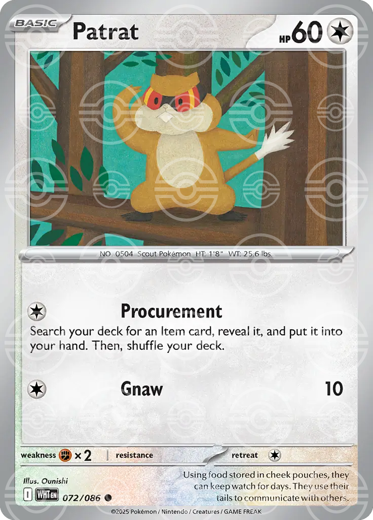 WHT - White Flare - 072/086 - Patrat (Poké Ball Holo)