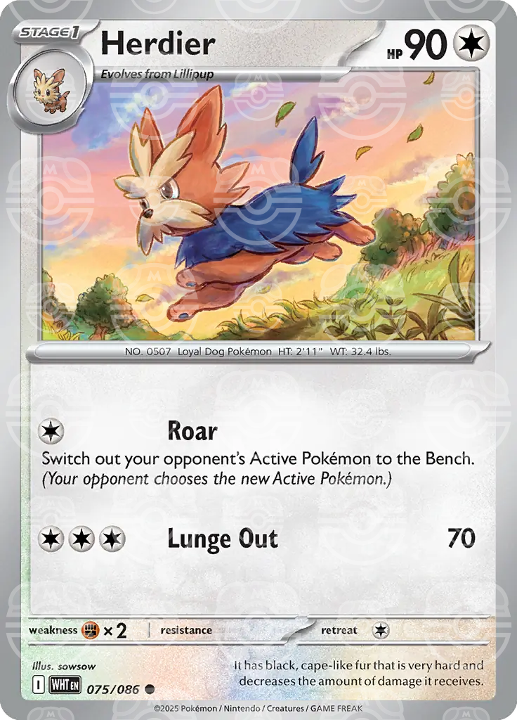 WHT - White Flare - 075/086 - Herdier (Master Ball Holo)