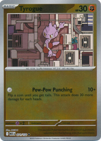 Karta Pokémon – Mega Evolution – 071/132 – Tyrogue (Reverse Holo)
