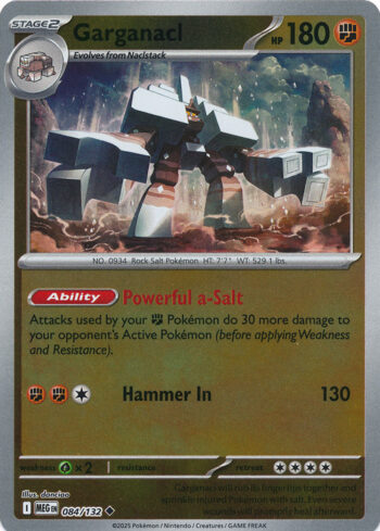 Karta Pokémon – Mega Evolution – 084/132 – Garganacl (Reverse Holo)
