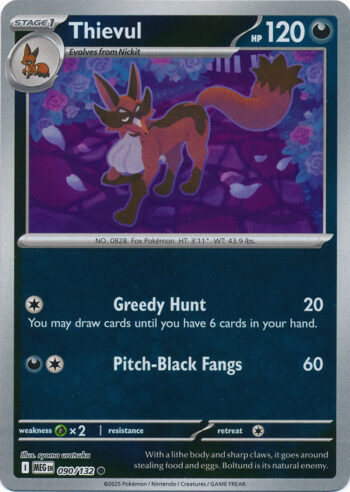 Karta Pokémon – Mega Evolution – 090/132 – Thievul (Reverse Holo)