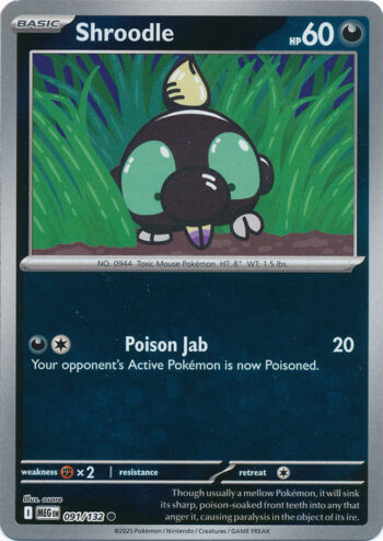 Karta Pokémon – Mega Evolution – 091/132 – Shroodle (Reverse Holo)