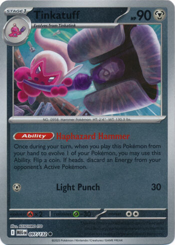 Karta Pokémon – Mega Evolution – 097/132 – Tinkatuff (Reverse Holo)
