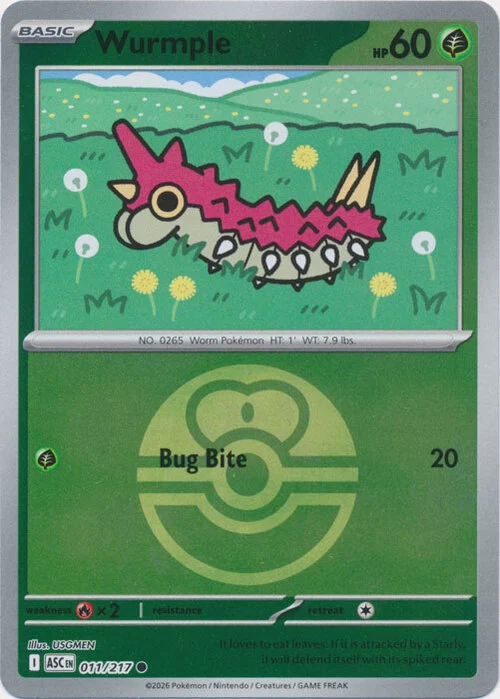 ASC Ascended Heroes - 011/217 - Wurmple (Love Ball Reverse Holo)