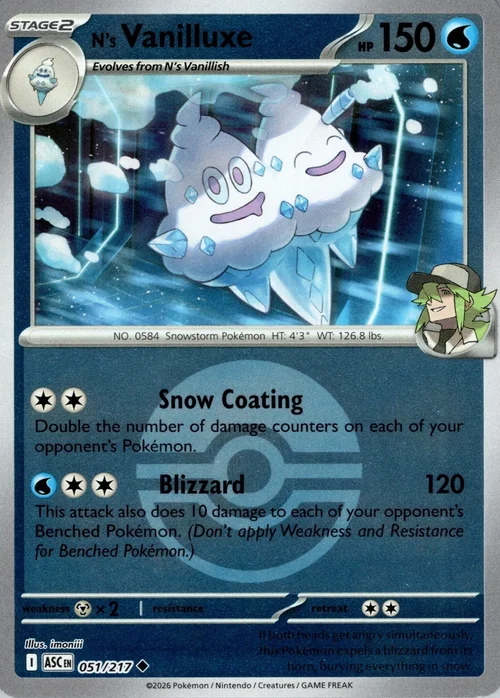 ASC Ascended Heroes - 051/217 - N's Vanilluxe (Poké Ball Reverse Holo)