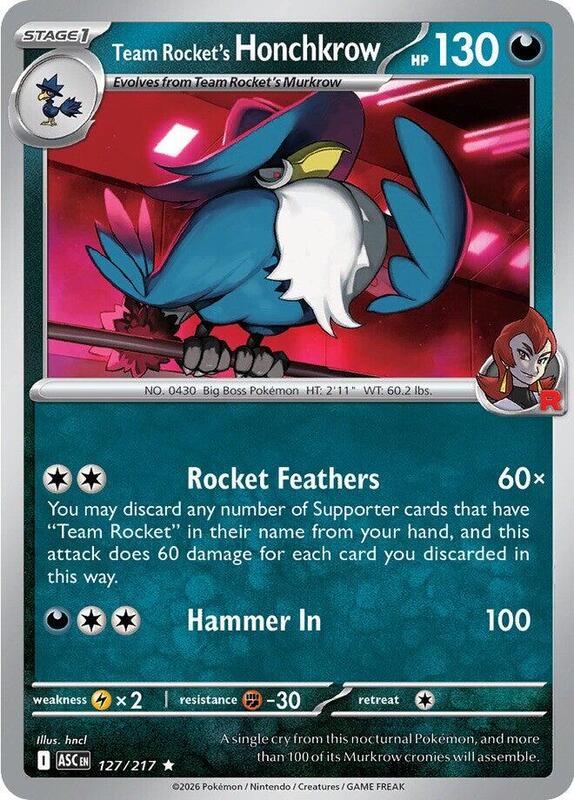 ASC Ascended Heroes - 127/217 - Team Rocket's Honchkrow (Holo)