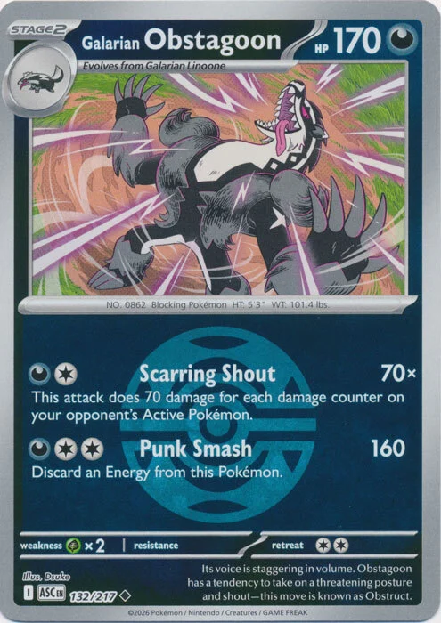 ASC Ascended Heroes - 132/217 - Galarian Obstagoon (Dusk Ball Reverse Holo)