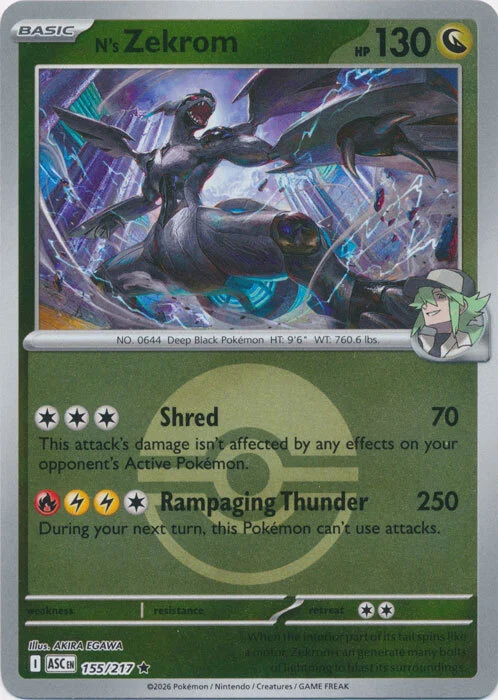 ASC Ascended Heroes - 155/217 - N's Zekrom (Poké Ball Reverse Holo)