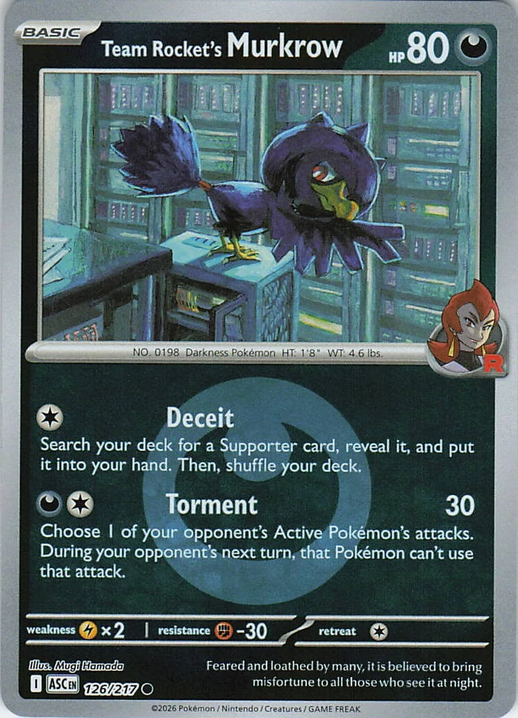 ASC Ascended Heroes - 126/217 - Team Rocket’s Murkrow (Energy Reverse Holo)