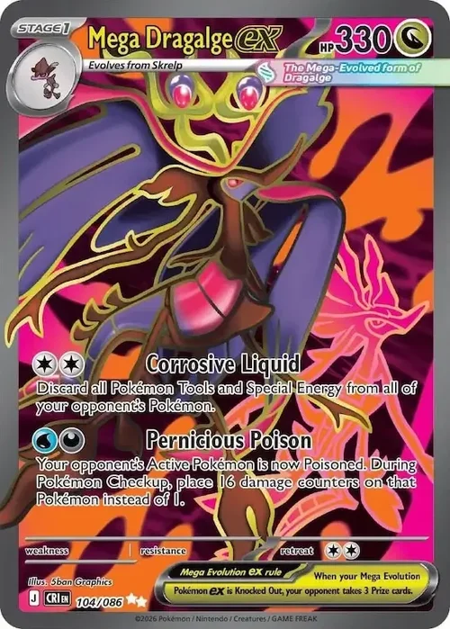 CRI Chaos Rising - 104/086 - Mega Dragalge ex