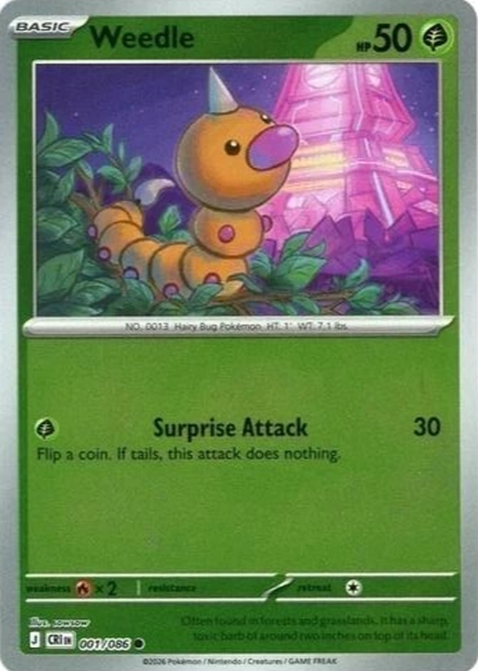 CRI Chaos Rising - 001/086 - Weedle (Reverse Holo)
