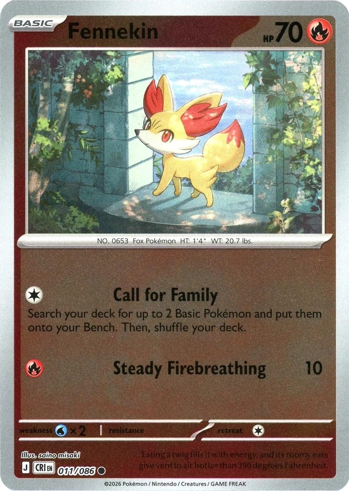 CRI Chaos Rising - 011/086 - Fennekin (Reverse Holo)