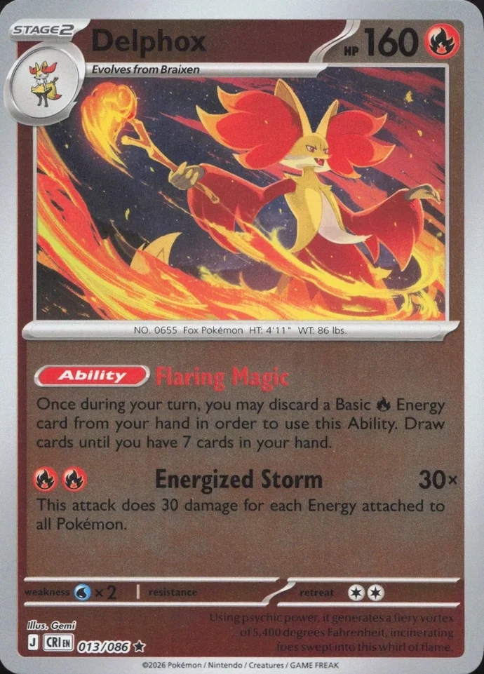 CRI Chaos Rising - 013/086 - Delphox (Reverse Holo)