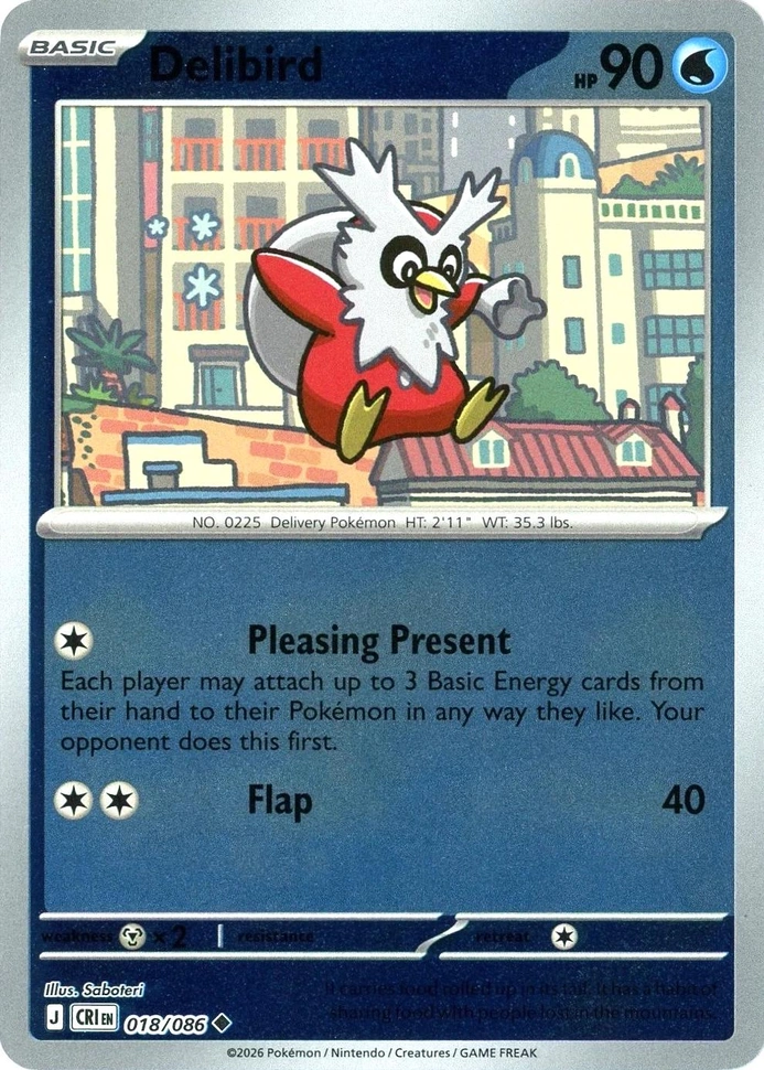 CRI Chaos Rising - 018/086 - Delibird (Reverse Holo)