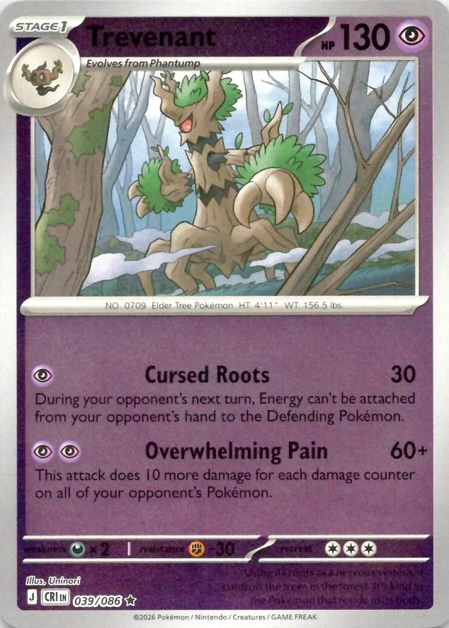 CRI Chaos Rising - 039/086 - Trevenant (Reverse Holo)