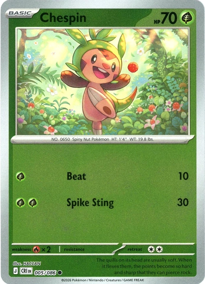 CRI Chaos Rising - 005/086 - Chespin (Reverse Holo)