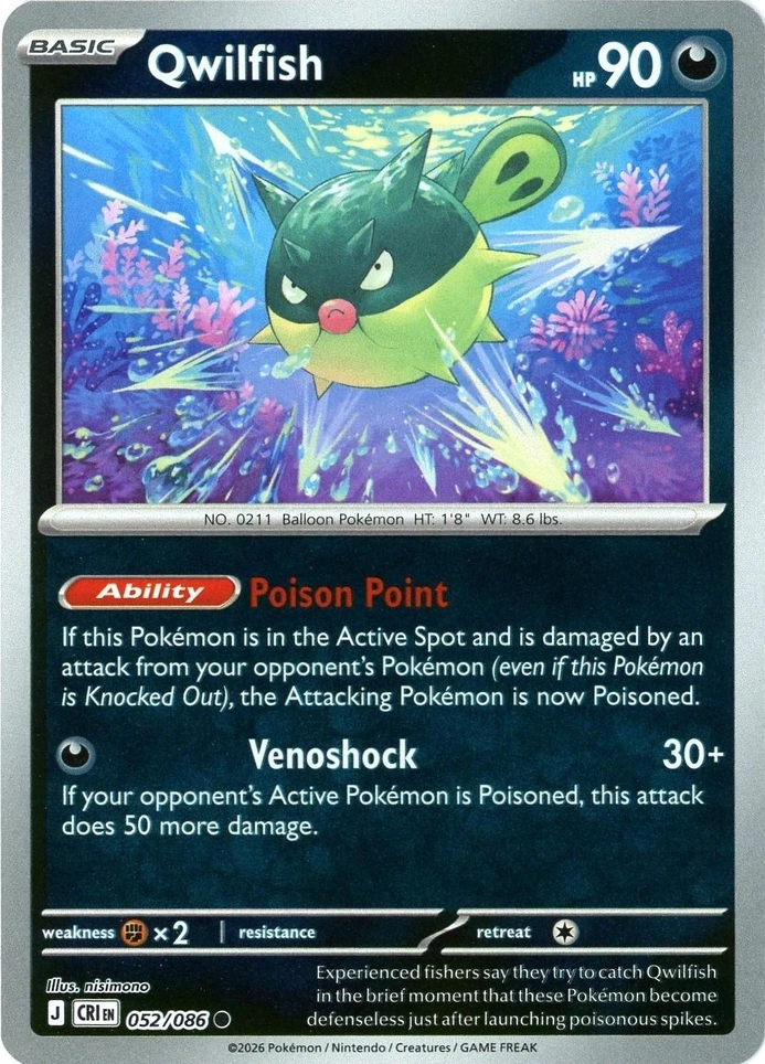 CRI Chaos Rising - 052/086 - Qwilfish (Reverse Holo)