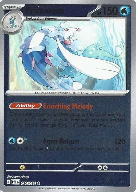 PBL Pitch Black - 020/084 - Primarina (Reverse Holo)