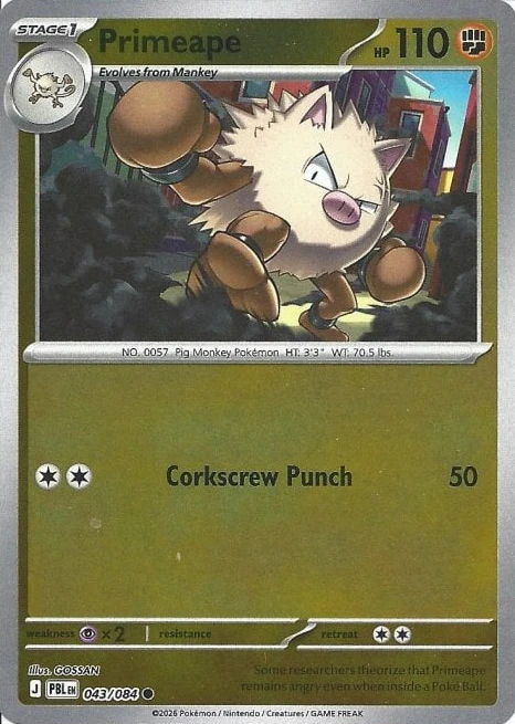 PBL Pitch Black - 043/084 - Primeape (Reverse Holo)