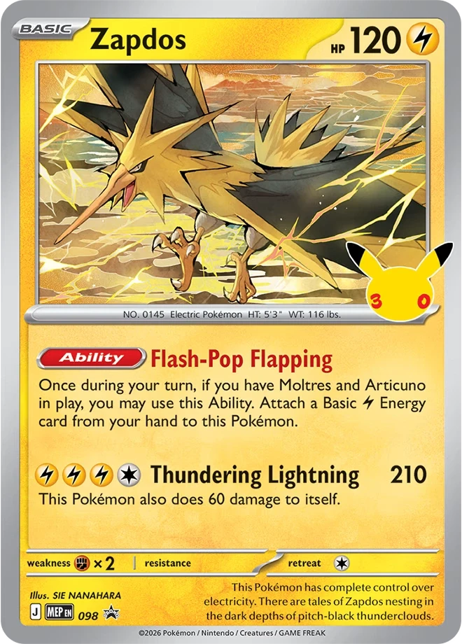 MEP Mega Evolution Promos - MEP098 - Zapdos (Stamped Holo)