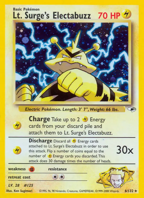 Karta Pokémon - Gym Heroes - 006 - Lt. Surge's Electabuzz (Unlimited Holofoil)