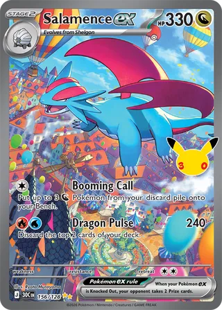Karta Pokémon - 30th Celebration - 156 - Salamence ex (Holofoil)