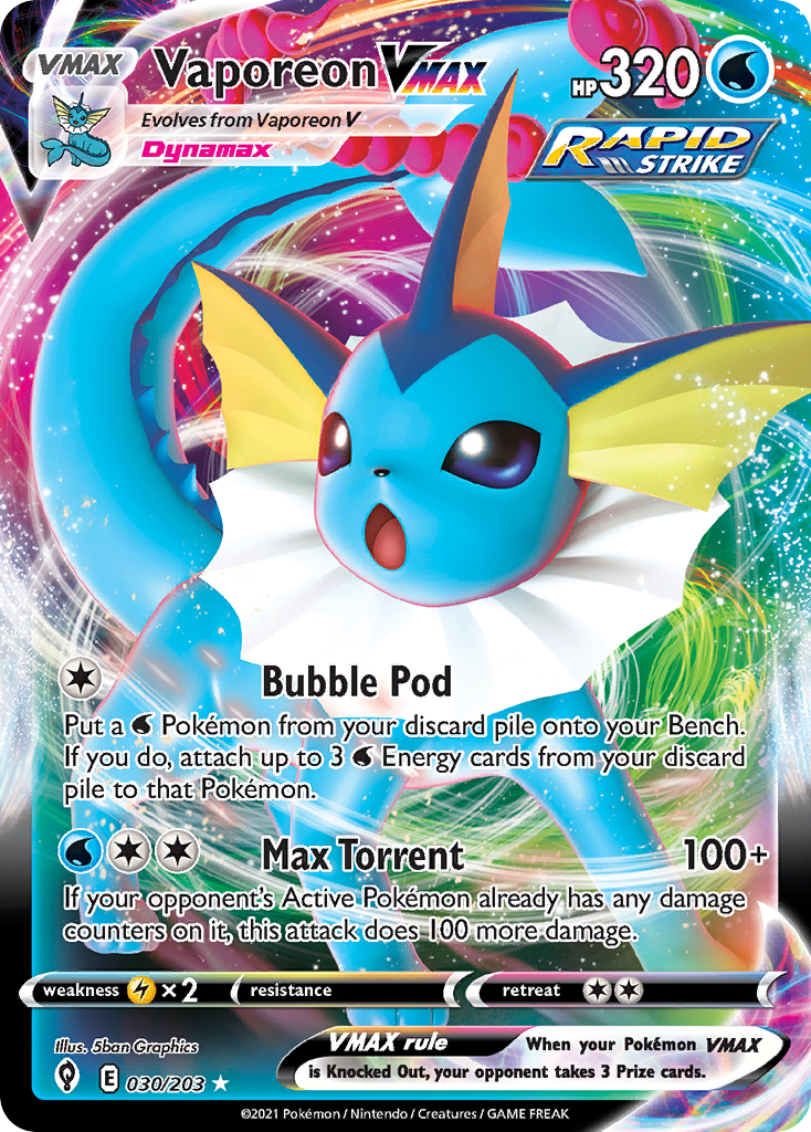 Karta Pokémon - Evolving Skies - 030 - Vaporeon VMAX (Holofoil)